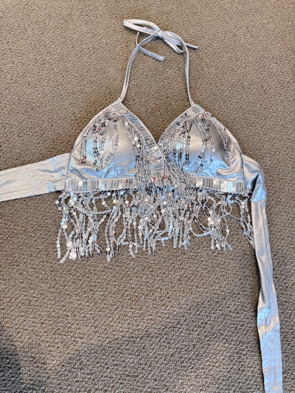 Festival wear Silver Sequin Fringe Bralette - Women's Intimates
